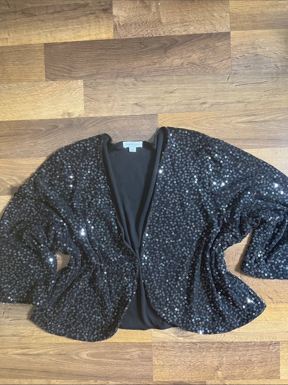 Black Sequined Cardigan Bolero Vintage Joan Rivers Size 2X
